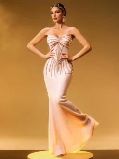 Embellishment|Dresses*Lu Yili Cryos Strapless Sequin Maxi Dress