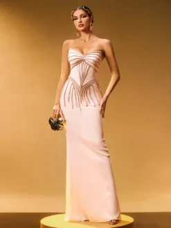 Embellishment|Dresses*Lu Yili Cryos Strapless Sequin Maxi Dress