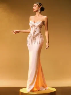 Embellishment|Dresses*Lu Yili Cryos Strapless Sequin Maxi Dress