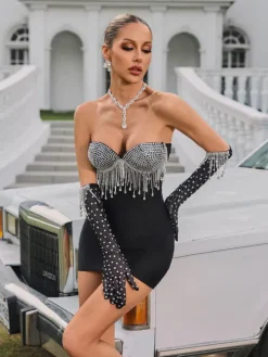 Dresses|Mini Dresses*W Jia Cyntheria Strapless Rhinestone Mini Dress