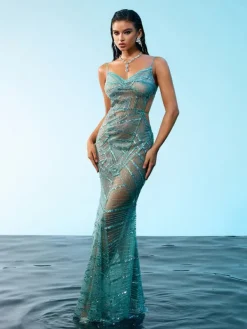 Dresses|Maxi Dresses*Mew Mews Fashion Cynthia Spaghetti Sequin Maxi Dress