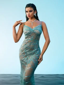 Dresses|Maxi Dresses*Mew Mews Fashion Cynthia Spaghetti Sequin Maxi Dress