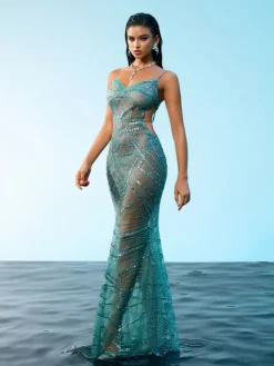 Dresses|Maxi Dresses*Mew Mews Fashion Cynthia Spaghetti Sequin Maxi Dress