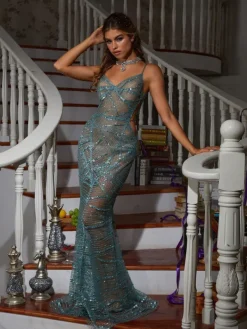 Dresses|Maxi Dresses*Mew Mews Fashion Cynthia Spaghetti Sequin Maxi Dress