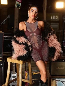 Dresses|Mini Dresses*Mew Mews Fashion O/S Cyrren Cutout Leaf Knitted Mini Dress
