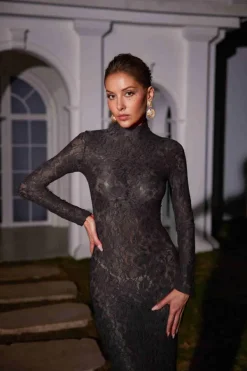 Dresses|Maxi Dresses*Mew Mews Fashion Damien Long Sleeve Lace Maxi Dress In Black