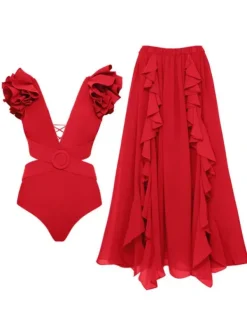 Bikini Sets|Swimwear*Mew Mews Fashion Danni Cutout Swimwear Two Piece Set In Red