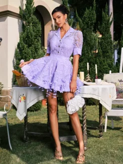 Sets & Co-ords*Mew Mews Fashion Dansby Flower Fringe Skirt Set In Lilac