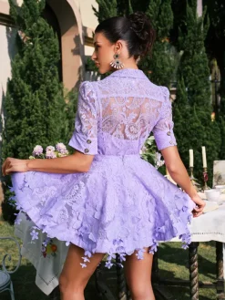 Sets & Co-ords*Mew Mews Fashion Dansby Flower Fringe Skirt Set In Lilac