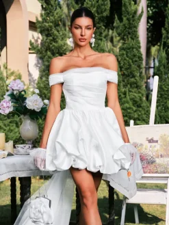 Dresses|Maxi Dresses*Mew Mews Fashion Danyal Off Shooulder Ruched Satin Dress