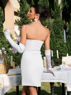 Dresses|Mini Dresses*Mew Mews Fashion Darlita Strapless Flower Ruched Mini Dress