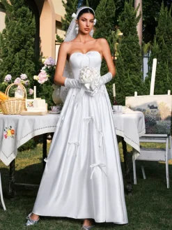 Dresses|Maxi Dresses*Mew Mews Fashion Darvin Strapless Bow Satin Maxi Dress