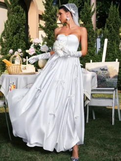 Dresses|Maxi Dresses*Mew Mews Fashion Darvin Strapless Bow Satin Maxi Dress