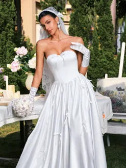Dresses|Maxi Dresses*Mew Mews Fashion Darvin Strapless Bow Satin Maxi Dress