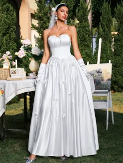 Dresses|Maxi Dresses*Mew Mews Fashion Darvin Strapless Bow Satin Maxi Dress