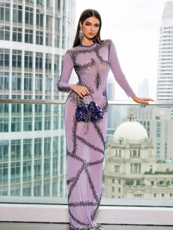Embellishment|Dresses*Embellishment Dasani Printed Rhinestone Maxi Dress