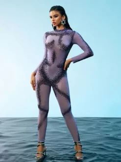 Embellishment*Embellishment Dasani Printed Rhinestone Jumpsuit