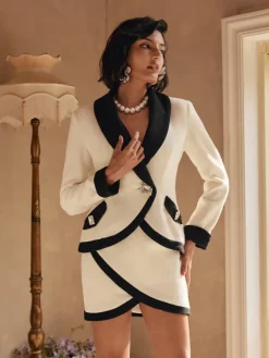 Blazers|Sets & Co-ords*Mew Mews Fashion Dawnyelle Long Sleeve Rhinestone Skirt Set
