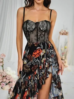 Dresses|Midi Dresses*Mew Mews Fashion Deborah Mesh Floral Midi Dress