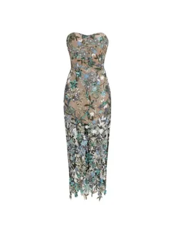 Dresses|Midi Dresses*Mew Mews Fashion Debra Flower Embroidered Sequin Midi Dress