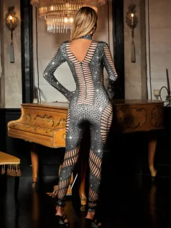 Jumpsuits & Romper|Embellishment*Nuo Fansi Dehateh Long Sleeve Printed Rhinestone Jumpsuit