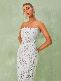 Dresses|Midi Dresses*Bandage Despina White Lace Midi Dress