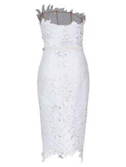 Dresses|Midi Dresses*Bandage Despina White Lace Midi Dress