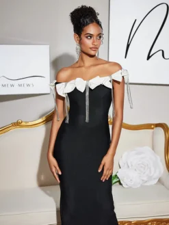 Dresses|Midi Dresses*Bandage Devrim Bow Fringe Midi Dress