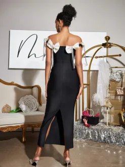 Dresses|Midi Dresses*Bandage Devrim Bow Fringe Midi Dress