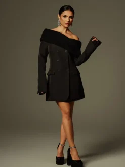 Dresses|Mini Dresses*Mew Mews Fashion Dexter Long Sleeve Button Up Blazer Dress