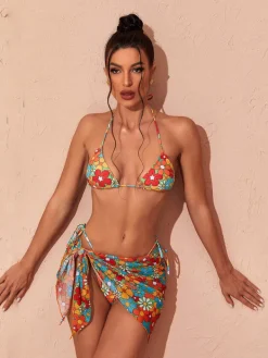Bikini Sets|Swimwear*Mew Mews Fashion Dina Floral Bikini Three Piece Set