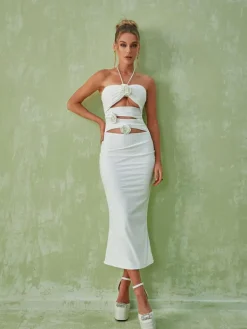 Dresses|Midi Dresses*Mew Mews Fashion Dorcas Halterneck Cutout Midi Dress