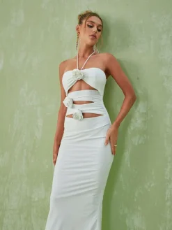 Dresses|Midi Dresses*Mew Mews Fashion Dorcas Halterneck Cutout Midi Dress