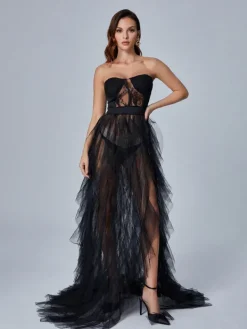 Dresses|Maxi Dresses*Mew Mews Fashion Dorothy Tulle Maxi Dress In Black