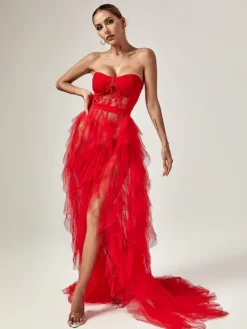 Dresses|Maxi Dresses*Mew Mews Fashion Dorothy Tulle Maxi Dress In Red