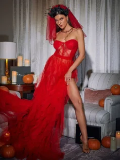 Dresses|Maxi Dresses*Mew Mews Fashion Dorothy Tulle Maxi Dress In Red