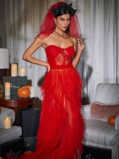 Dresses|Maxi Dresses*Mew Mews Fashion Dorothy Tulle Maxi Dress In Red