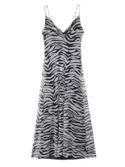 Dresses|Midi Dresses*Mew Mews Fashion Drynthia Spaghetti Zebra Midi Dress In Grey