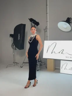 Dresses|Maxi Dresses*Mew Mews Fashion Dustin High Neck Pearl Embellished Maxi Dress