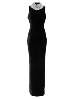 Dresses|Maxi Dresses*Mew Mews Fashion Dustin High Neck Pearl Embellished Maxi Dress