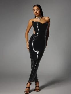 Dresses|Midi Dresses*Jiu Bajia O/S Eadward Strapless Metallic Midi Dress In Black