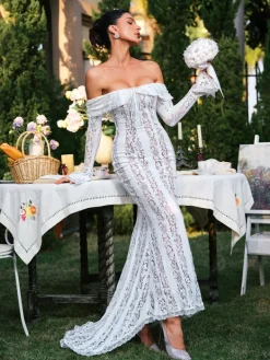 Dresses|Maxi Dresses*Mew Mews Fashion Ector Off Shoulder Lace Maxi Dress