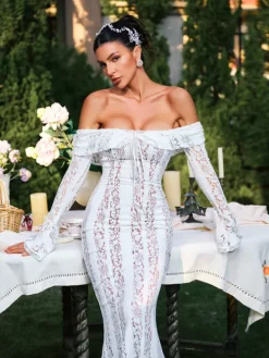 Dresses|Maxi Dresses*Mew Mews Fashion Ector Off Shoulder Lace Maxi Dress