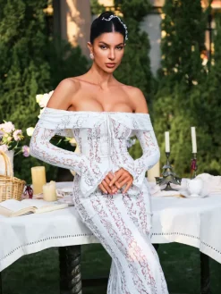 Dresses|Maxi Dresses*Mew Mews Fashion Ector Off Shoulder Lace Maxi Dress