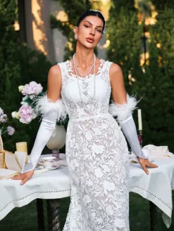 Dresses|Maxi Dresses*Mew Mews Fashion Edison Plunge Neck Floral Lace Maxi Dress
