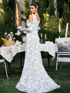 Dresses|Maxi Dresses*Mew Mews Fashion Edison Plunge Neck Floral Lace Maxi Dress