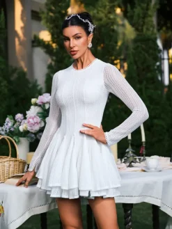 Dresses|Mini Dresses*Mew Mews Fashion Edyta Long Sleeve Ruffle Mini Dress