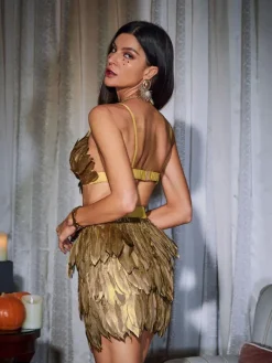 Sets & Co-ords|Embellishment*Embellishment Eir Feather Trimmed Skirt Set