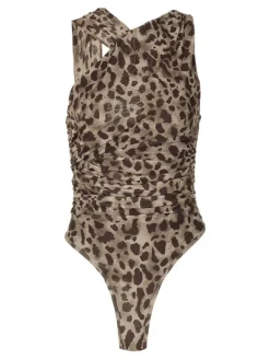 Bodysuits|Tops*Mew Mews Fashion Elemer Leopard Ruched Bodysuit