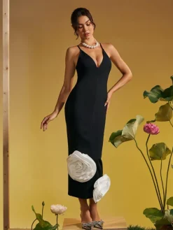 Dresses|Midi Dresses*Bandage Elihu Spaghetti Flower Midi Dress